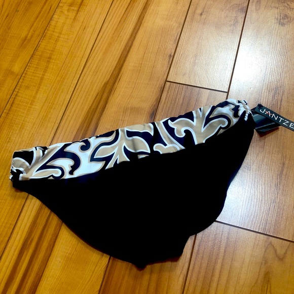 NWT “JANTZEN” Swimsuit Bottoms (Msrp $44) Black/Tan/White Floral Sz 14 - Picture 1 of 4